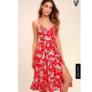 Lulus red floral dress